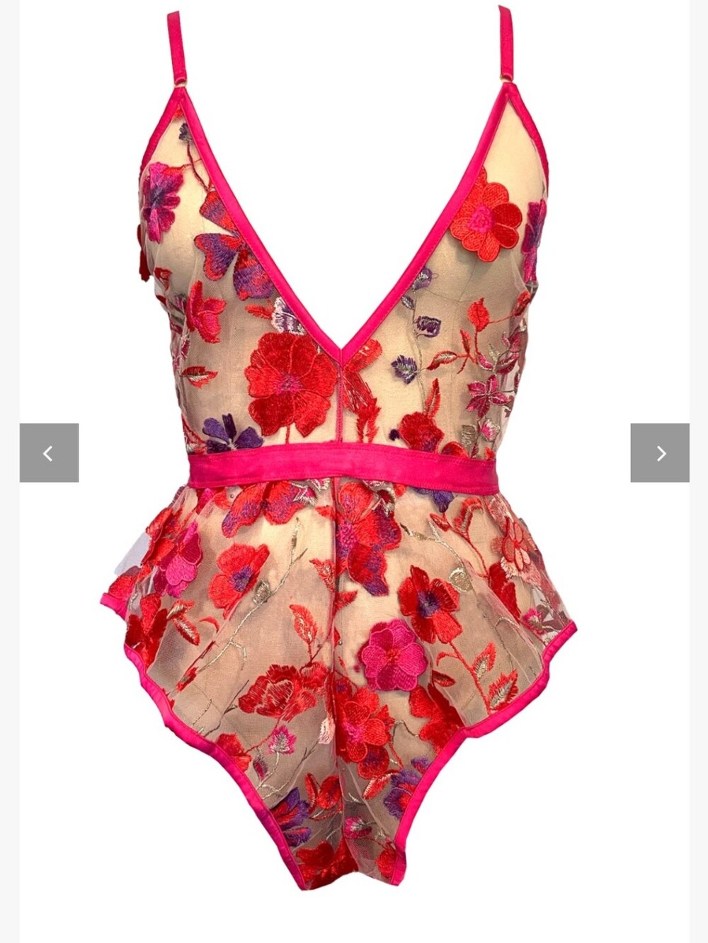 Kilo Brava Teddy Berry Floral Embroidered Pink Bodysuit